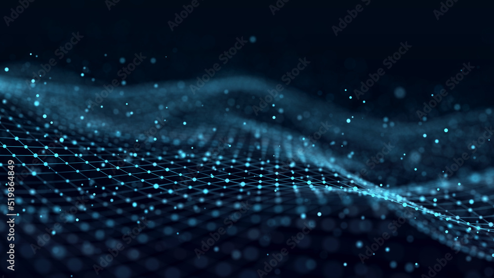 Poster abstract polygonal space. low poly 3d wire. artificial intelligence. 3d rendering.