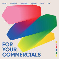 Colorful abstract poster. Vector image with pink, red, blue, yellow and green colors. Abstraction for posters, social media, advertising, wallpaper, cover, web, etc.
