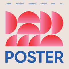 Bauhaus pattern in pink and red colors. Abstraction for posters, social media, advertising, wallpaper, cover, web, etc.