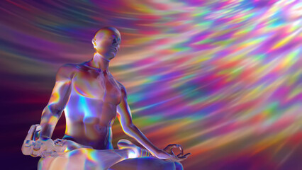 3d illustration healing rays of subtle worlds activated in meditation