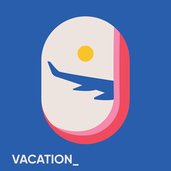 Vector illustration of the view from the window of a plane.