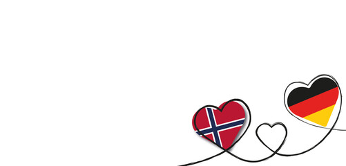 Drei Herzen mit Norwegen und Deutschland