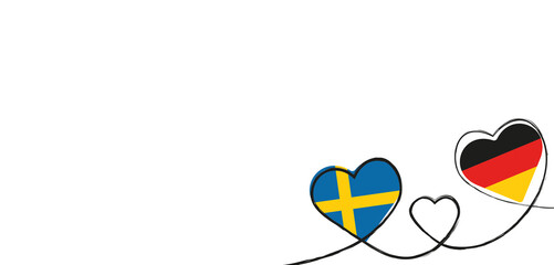 Drei Herzen mit Schweden und Deutschland