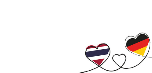Drei Herzen mit Thailand und Deutschland