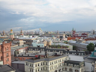 Naklejka na ściany i meble Panoramic view on Moscow city center and Kremlin, Russia