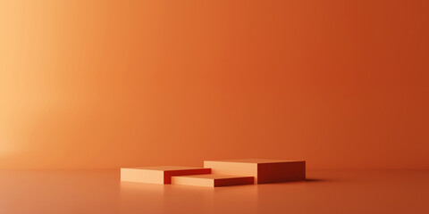 Product display orange podium for product presentation.