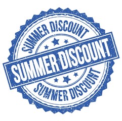Obraz premium SUMMER DISCOUNT text on blue round stamp sign