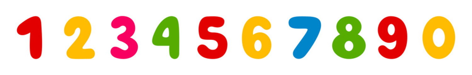 Set of Arabic numerals coloring book for kids. Hand drawn volumetric Arabic numerals from one to nine. Collection of hand drawn numbers from 0 to 9 in doodle style. Numerical. Vector illustration