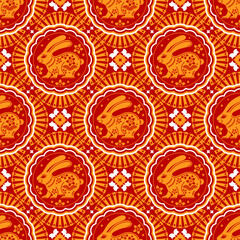 Seamless pattern with chinese new year 2023 and mid autumn festival
