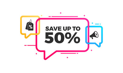 Save Up To 50% Label for Shopping Advertising