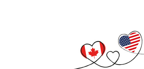 Drei Herzen mit den USA und Kanada