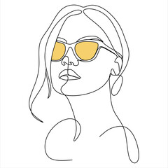 Continuous line, drawing of set faces and hairstyle, fashion concept, woman beauty minimalist, vector illustration