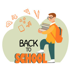 Boy with a Backpack, Back to School concept Vector