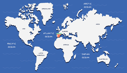 Fototapeta premium Spain Map Location Vector Illustration