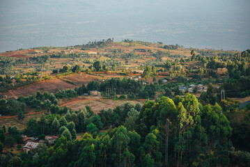 Fototapeta na wymiar Great Rift Valley, view on scenery from Iten in Kenya. Place where are born runners and marathon stars. Home of Champions