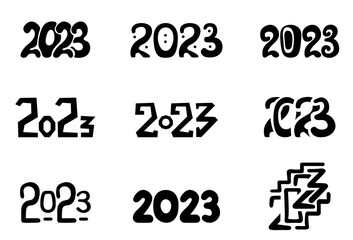 2023 black symbols set, 2023 logo collection