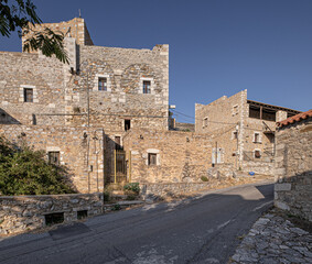 Vathia, a mystical mountainous village, built on a mountain top as a fortress, on the southern end of Mani Peninsula in Lacaonia, Peloponnese, Greece.