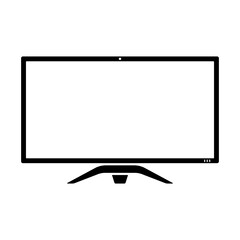 Monitor icon. TV, screen, display. Black contour linear silhouette. Horizontal front view. Vector simple flat graphic illustration. Isolated object on a white background. Isolate.