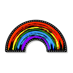 Rainbow icon. Color ink drawing. Horizontal front view. Vector simple flat graphic hand drawn illustration. Isolated object on a white background. Isolate. Texture.