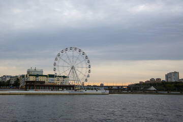 Cheboksary, Chuvashia, Russia - September 22, 2020: attractions in early autumn and embankment of the city and the Chebaksary Strait