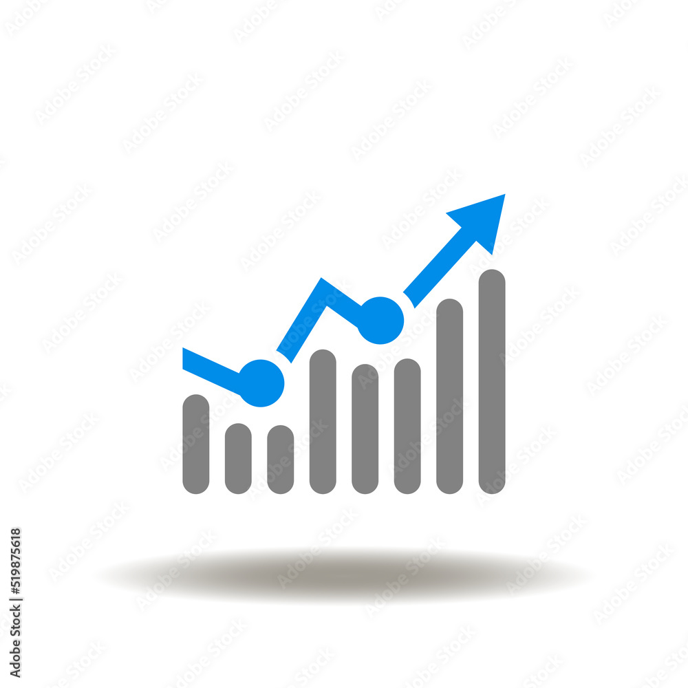Poster vector illustration of growth graph. icon of diagram. symbol of chart. pictogram of data report anal