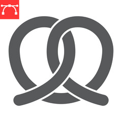 Pretzel glyph icon, pastry and oktoberfest, german pretzel vector icon, vector graphics, editable stroke solid sign, eps 10.