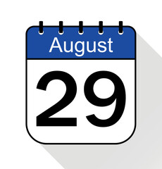 August day 29 blue - Calendar Icon - Vector Illustration