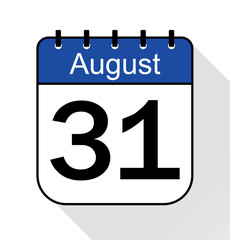 August day 31 blue - Calendar Icon - Vector Illustration