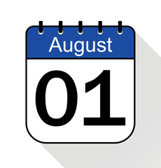 August day 1 blue - Calendar Icon - Vector Illustration