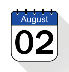August day 2 blue - Calendar Icon - Vector Illustration