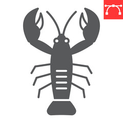 Cancer animal glyph icon, crustacean and seafood, lobster vector icon, vector graphics, editable stroke solid sign, eps 10.