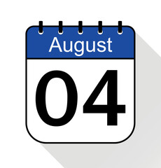August day 4 blue - Calendar Icon - Vector Illustration