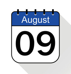August day 9 blue - Calendar Icon - Vector Illustration