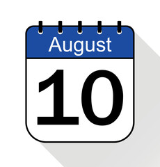 August day 10 blue - Calendar Icon - Vector Illustration