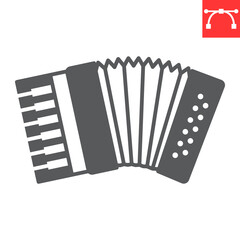 Accordion glyph icon, instrument and music, accordion vector icon, vector graphics, editable stroke solid sign, eps 10.