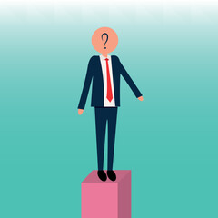 with a question mark on his head. Vector