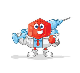 Fototapeta premium ruby doctor holding medichine and injection