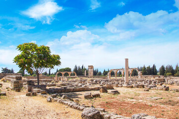 Fototapeta na wymiar Beautiful view of the ruins of the ancient city of Anjar, Lebanon
