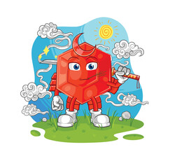 ruby samurai cartoon. cartoon mascot vector