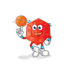 ruby playing basket ball mascot. cartoon vector