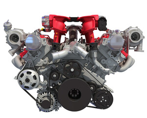 Fototapeta premium Twin Turbocharged V8 Engine 3D rendering