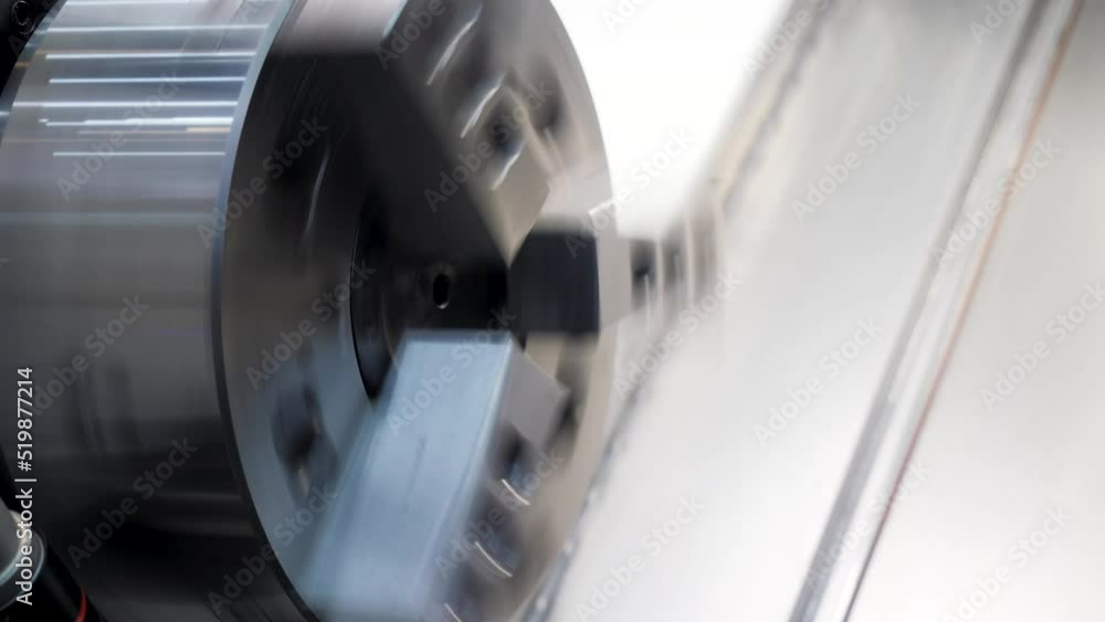 Poster rotating metal machine with drum. media. rotating round part in production machine. metal drum or pa