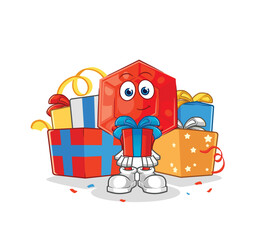 ruby give gifts mascot. cartoon vector