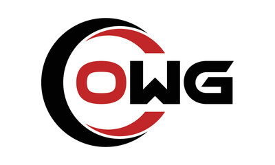 OWG swoosh three letter logo design vector template | monogram logo | abstract logo | wordmark logo | letter mark logo | business logo | brand logo | flat logo | minimalist logo | text | word | symbol - obrazy, fototapety, plakaty
