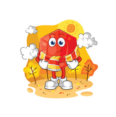 ruby in the autumn. cartoon mascot vector