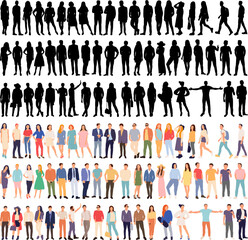 people collection in flat style, isolated, vector
