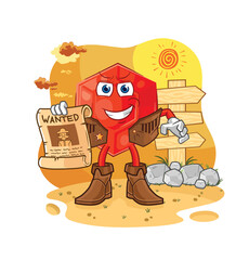 ruby cowboy with wanted paper. cartoon mascot vector