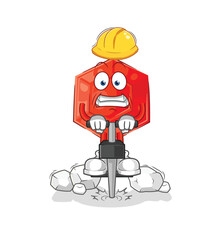 Naklejka premium ruby drill the ground cartoon character vector