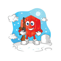 ruby soldier in winter. character mascot vector