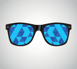 Sunglasses with Polygons Abstract Geometric Triangles. Cataract Vector Illustration.